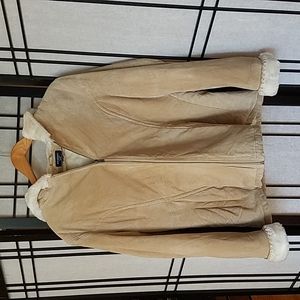 Genuine suede faux fur lined jacket